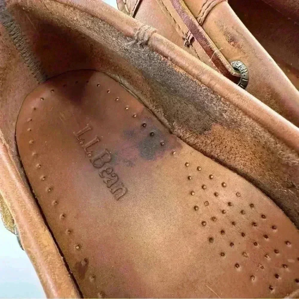 LL Bean mens size 11 Napa leather boat shoes coastal